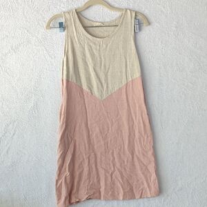 Lovely Melody Women's Pink & Cream Sleeveless Linen Blend Dress Size S‎